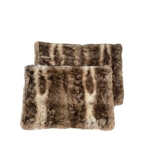 NEW 2 x Pottery Barn Caramel Ombré Faux Fur Placemats 20” x 14”‎